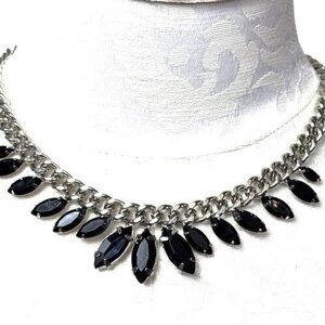 Chainmail 90's Necklace Punk Goth Moto Black Glass Jewels